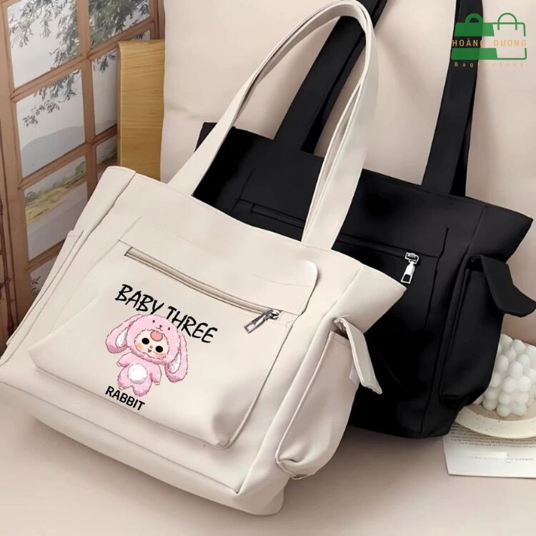 Túi tote vải canvas có khóa kéo