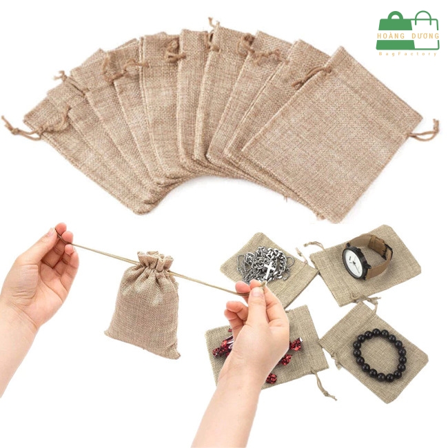 Túi vải đay dây rút đựng phụ kiện, trang sức