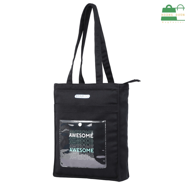 Túi canvas đen có khóa kéo