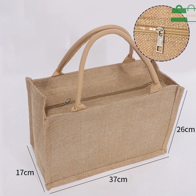 Túi vải bố thô có khóa kéo