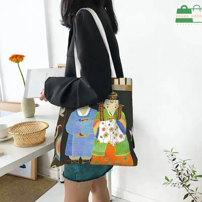 Túi vải canvas Hàn Quốc đeo chéo, đeo vai