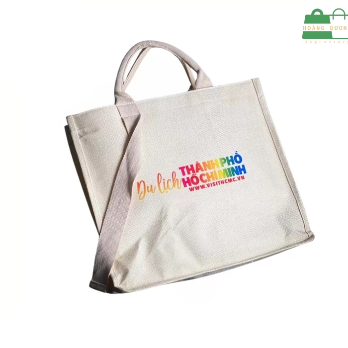 Túi canvas thiết kế dáng hộp khoá kéo đứng phom