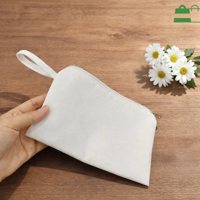 Túi canvas nhỏ thiết kế khoá kéo phù hợp đựng đồ trang điểm, đựng tiền