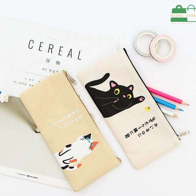 Túi đựng bút vải canvas có thể in logo, hình ảnh theo yêu cầu