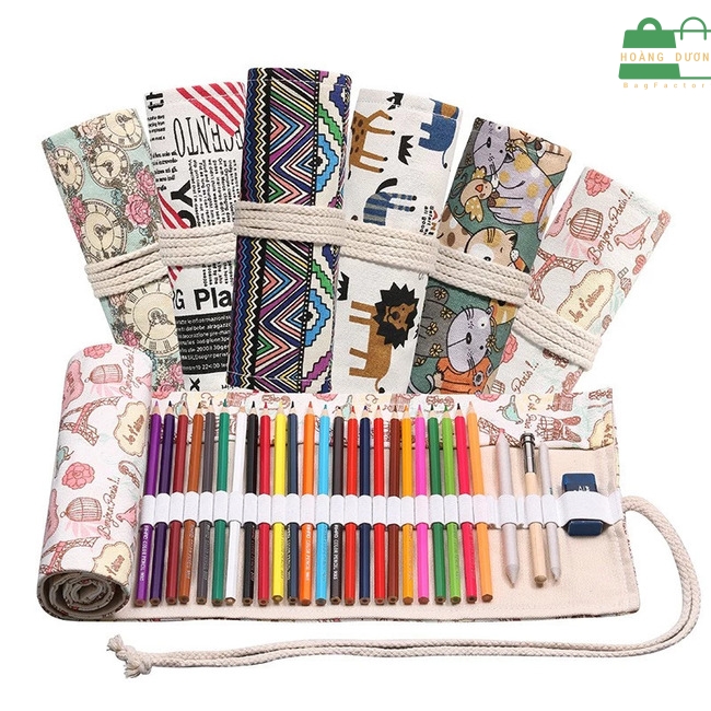 Túi canvas đựng bút dạng cuộn